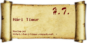Hári Timur névjegykártya